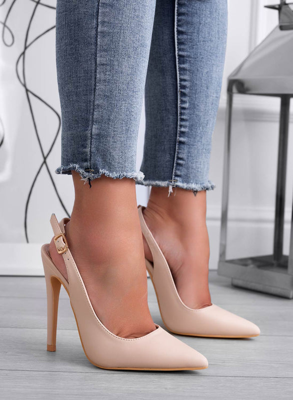 RODEO - Escarpin slingback à talon beige