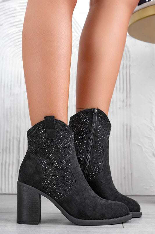 CARINA - Bottines noires avec strass