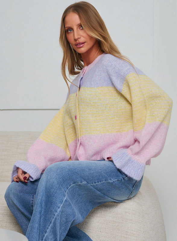 Cardigan oversize doux couleurs pastel