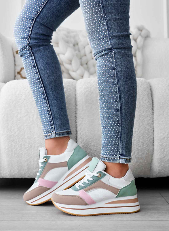 White sneakers with contrasting panels