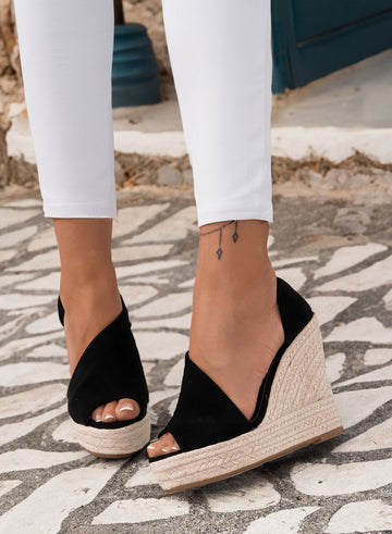 JOLIE - Espadrilles noires à cale en corde