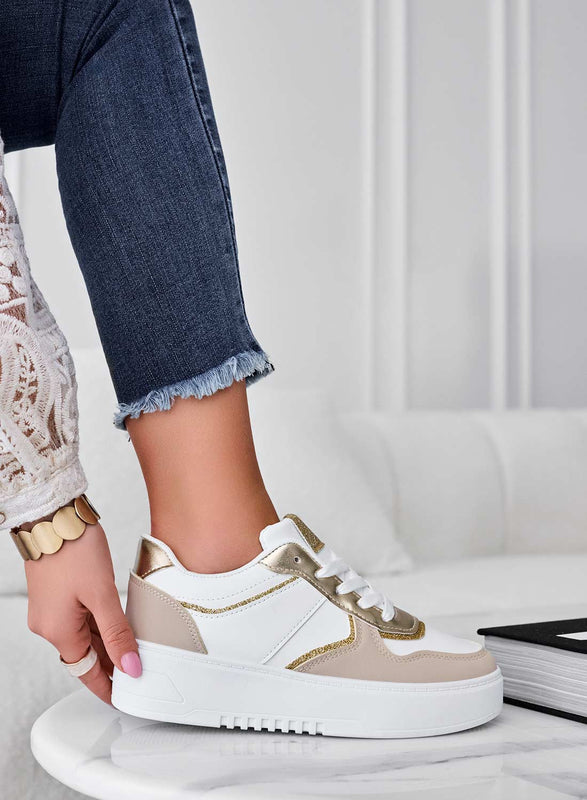 Sneakers con inserti fango e oro