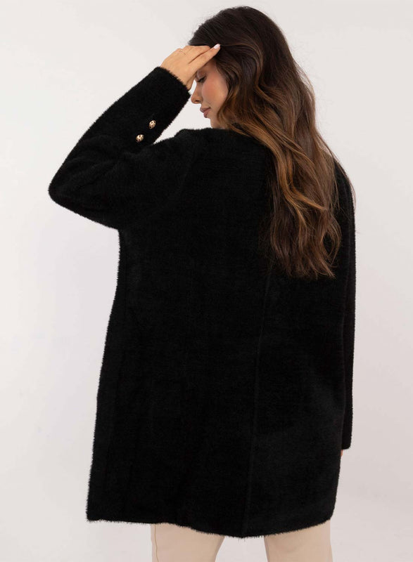 Manteau noir court avec boutons dorés