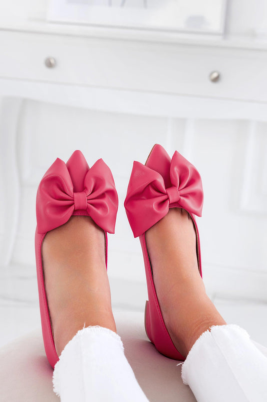 SAMANTHA - Ballerines en faux cuir fuchsia avec noeud