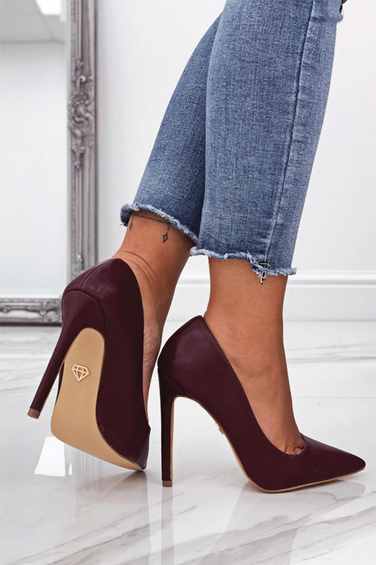 KEISY - Escarpins à talons hauts en cuir synthétique de couleur bordeaux