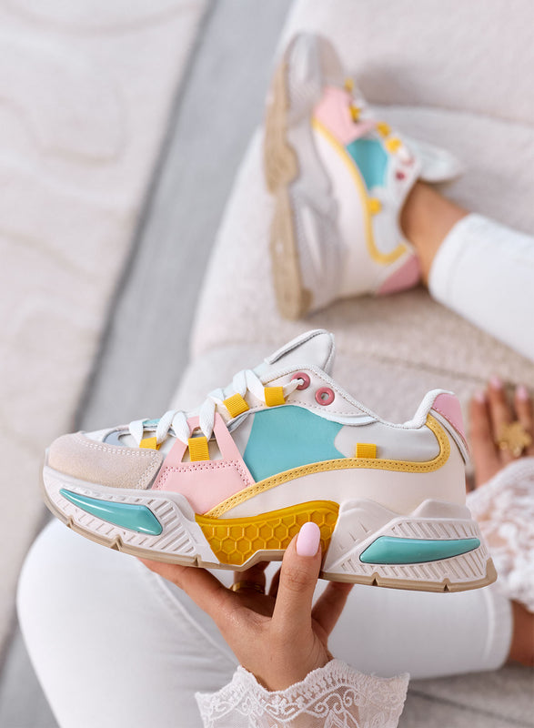 AMANDA - Baskets Multicolores Pastel Chunky avec Semelle Plateforme