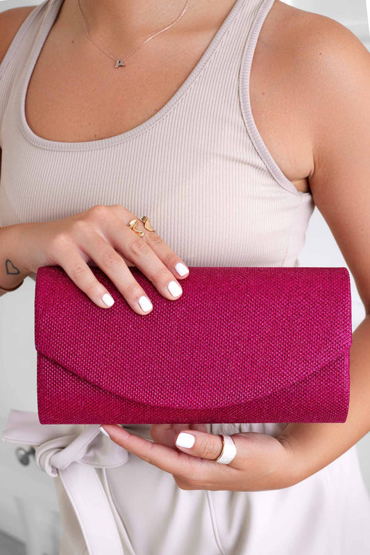 Pochette fuchsia B220 en tissu laminé