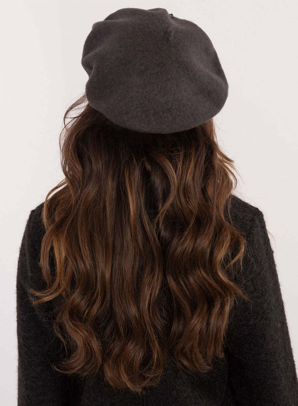 Gray beret hat with rhinestones