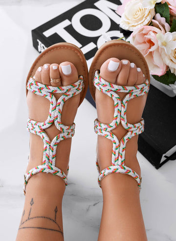 MARIAH - Sandales plates en corde argentées