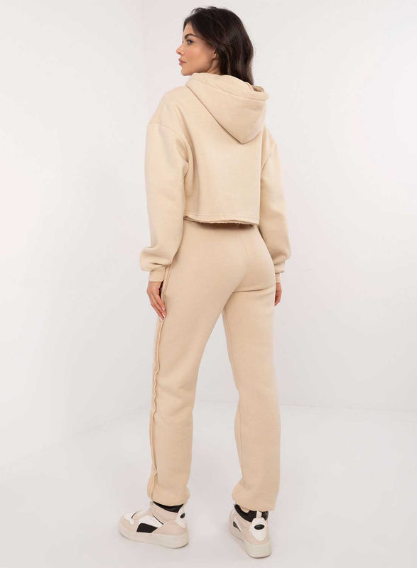 Ensemble beige deux pièces en molleton avec inscription Brooklyn