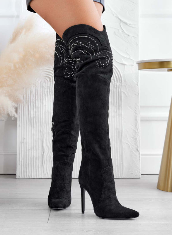 Cuissardes noires avec strass