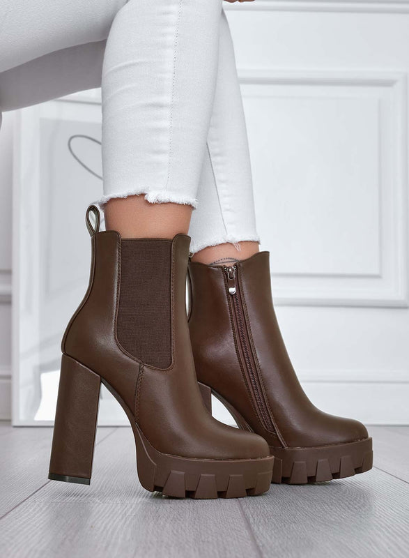 TERRY - Bottines marron avec élastique latéral