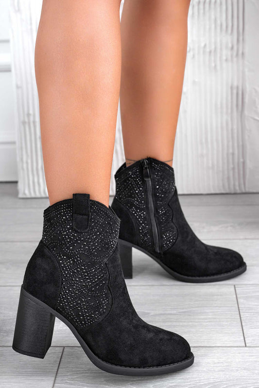 CARINA - Bottines noires avec strass