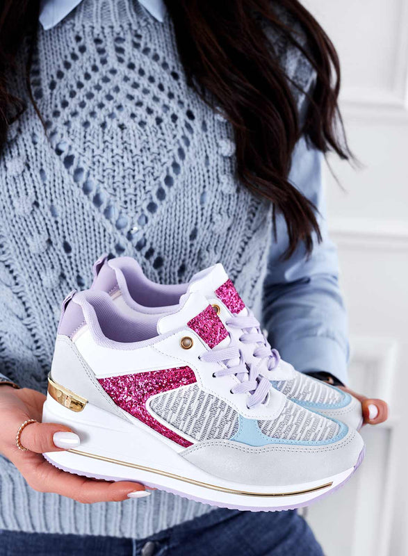 Baskets blanches avec empiècements pailletés