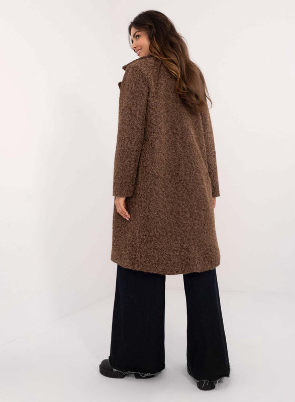 Manteau long en laine marron