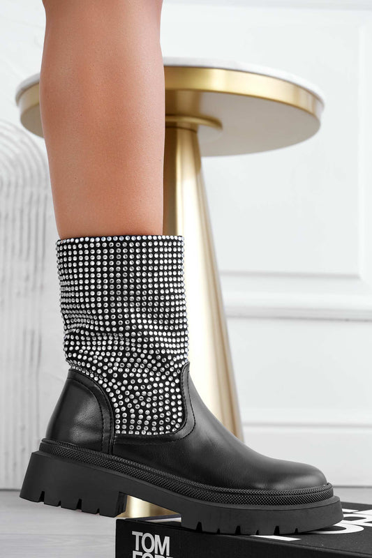 BENNY - Bottines noires avec strass