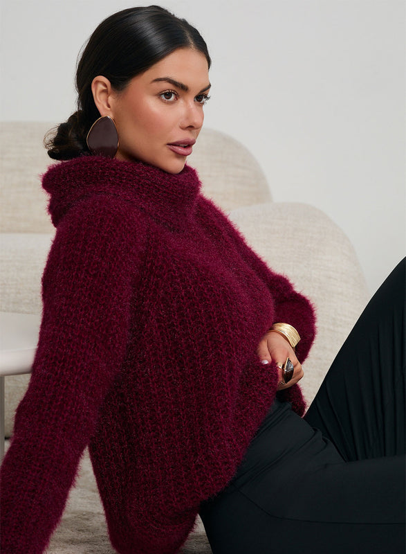 Soft and warm burgundy turtleneck sweater