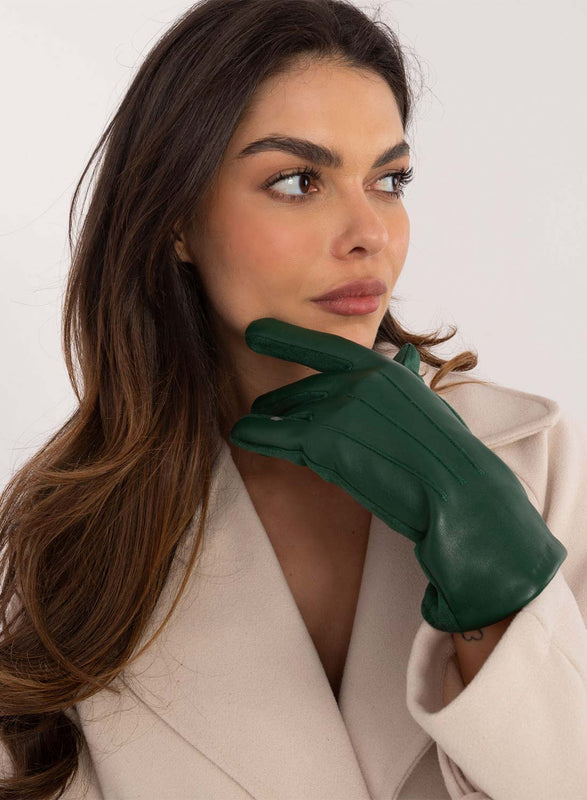 Gants verts avec intérieur en velours chaud