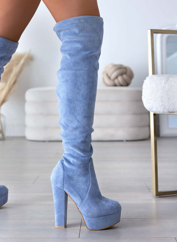 CLORIS - Stivali azzurri Alexoo alla coscia con tacco alto