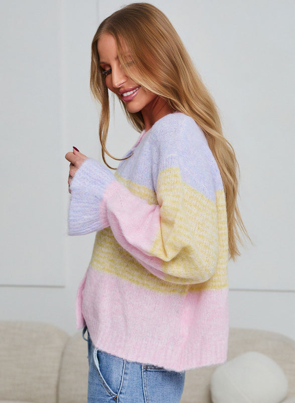 Cardigan oversize doux couleurs pastel