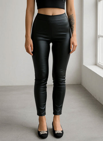 Legging simili cuir noir