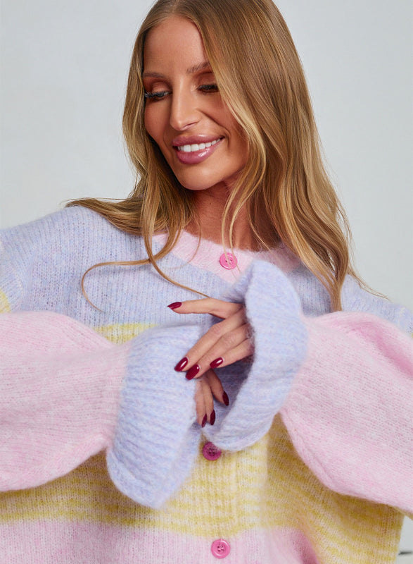 Cardigan oversize doux couleurs pastel