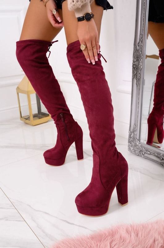 Bottes en daim bordeaux