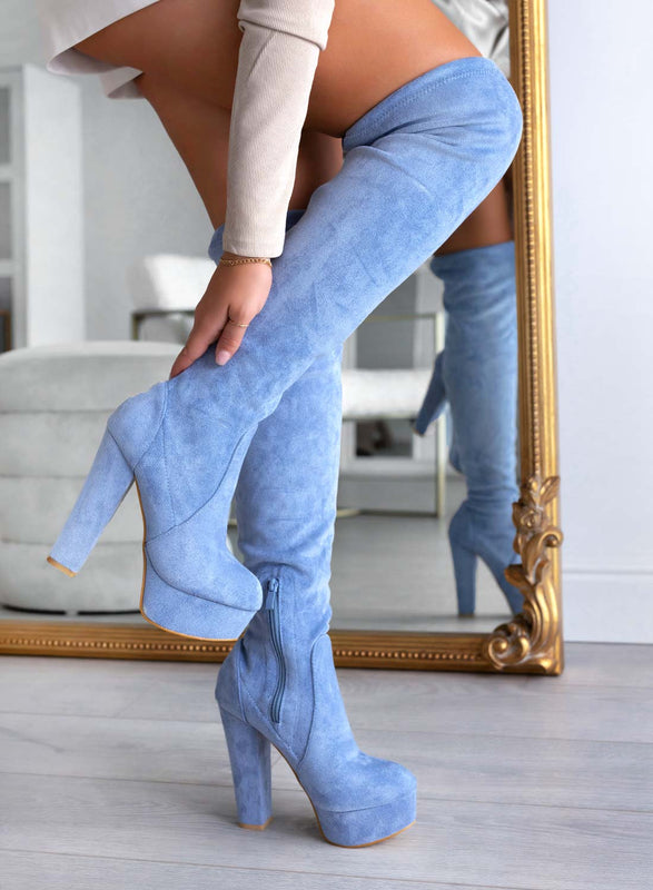 CLORIS - Bottes bleues Alexoo à talons hauts