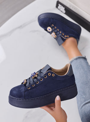 GIULY - Sneakers Donna blu platform e Charms Gioiello