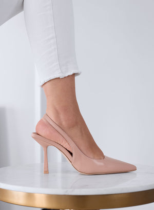 FRANCA - Nude Pointed Toe Slingback Pumps with Heel