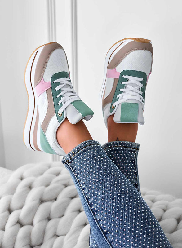 White sneakers with contrasting panels