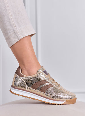 PIERA - Baskets marron à imprimé animalier avec semelle en caoutchouc