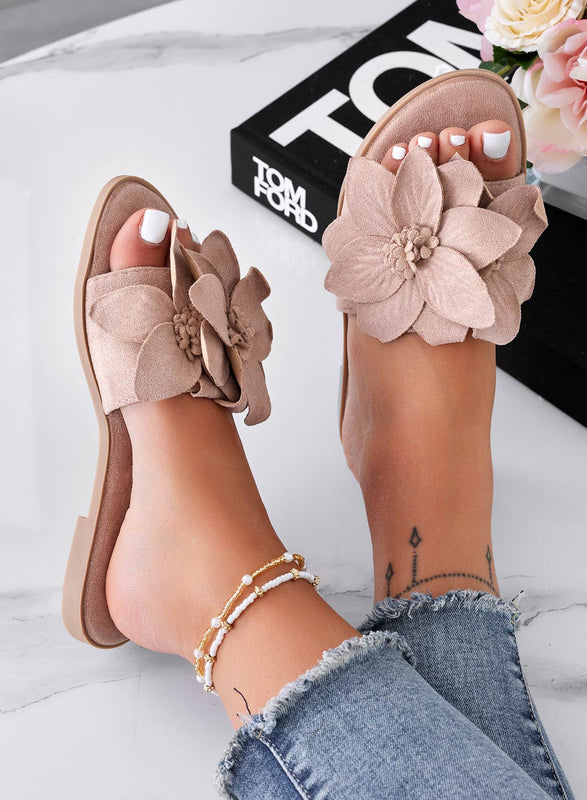 MELODY - Sandales chaussons mud avec fleur appliquée
