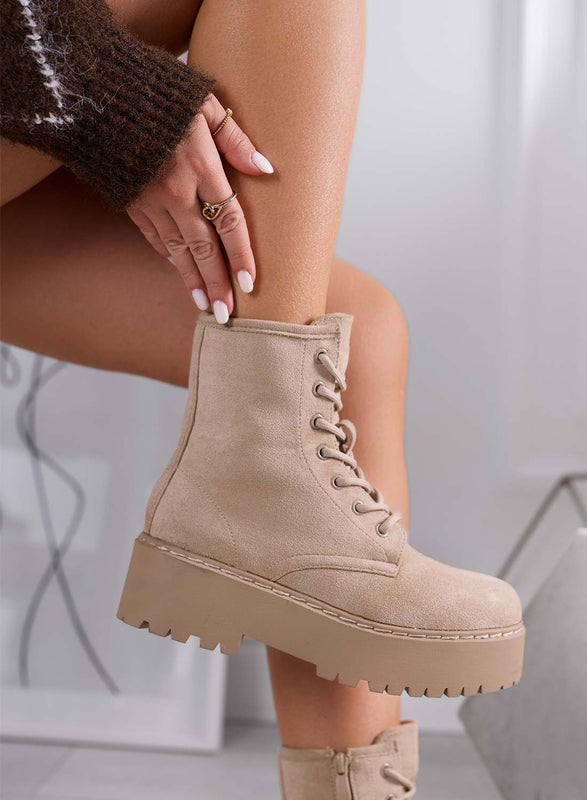 TESSA - Bottines boue en daim style militaire Alexoo