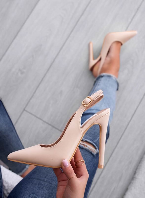 RODEO - Escarpin slingback à talon beige