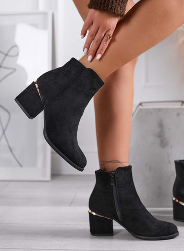 DARIA - Bottines noires en daim Alexoo avec talon confortable