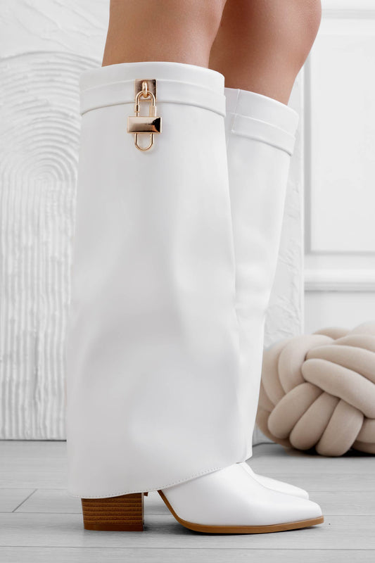 STEEK - Bottes blanches à talon confortable