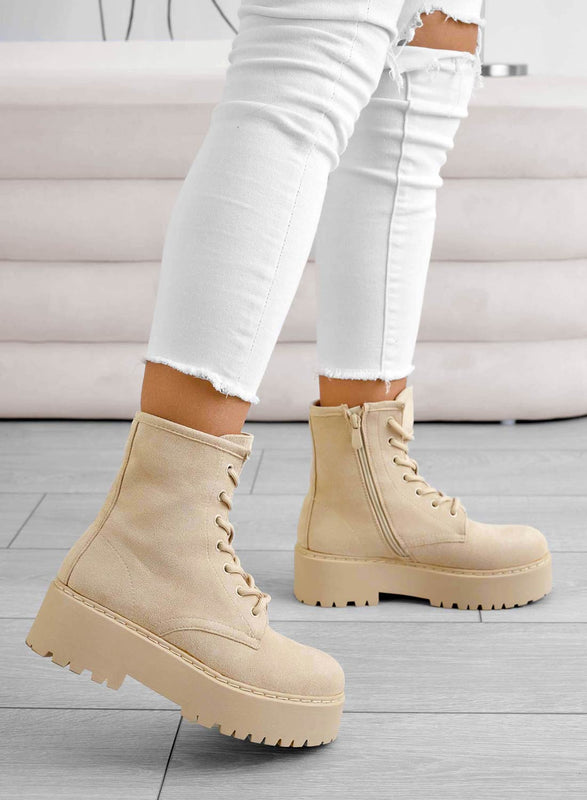 YARA - Bottines Alexoo en daim beige