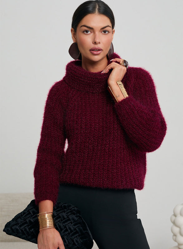 Soft and warm burgundy turtleneck sweater