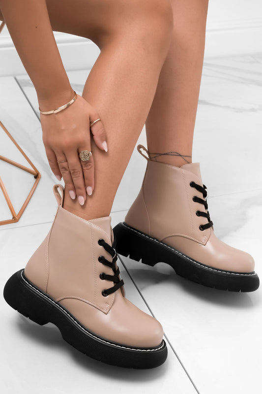 SVEVA - Bottines beige à lacets