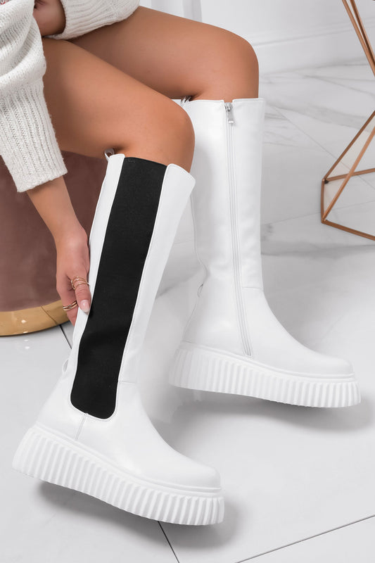 LARA - Bottes blanches Alexoo avec élastique et chaîne amovible