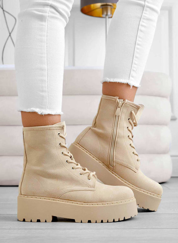 YARA - Bottines Alexoo en daim beige