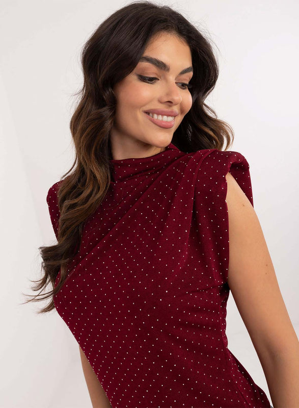 Top sans manches bordeaux avec paillettes