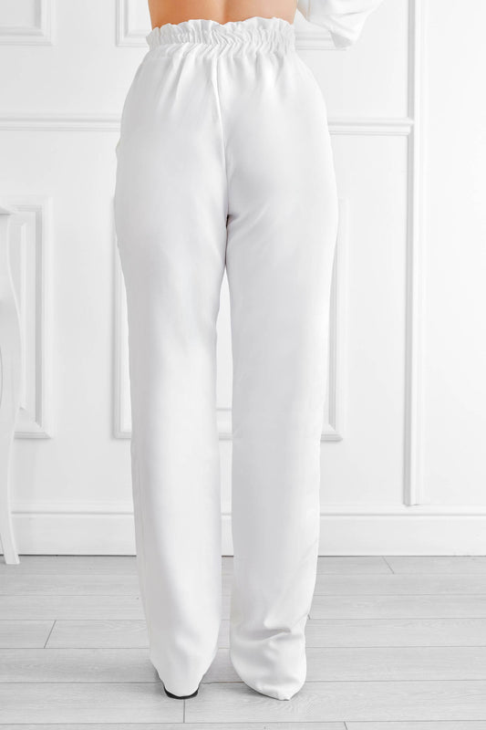 Pantalon blanc avec ressort et cordon de serrage à la taille