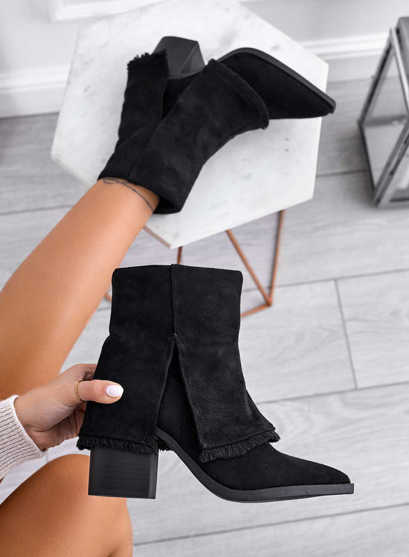 FAUSTA - Bottines noires avec revers