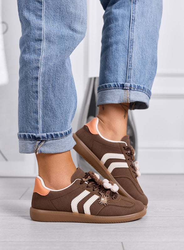 MELISSA - Baskets marron et beige avec fleurs crochet