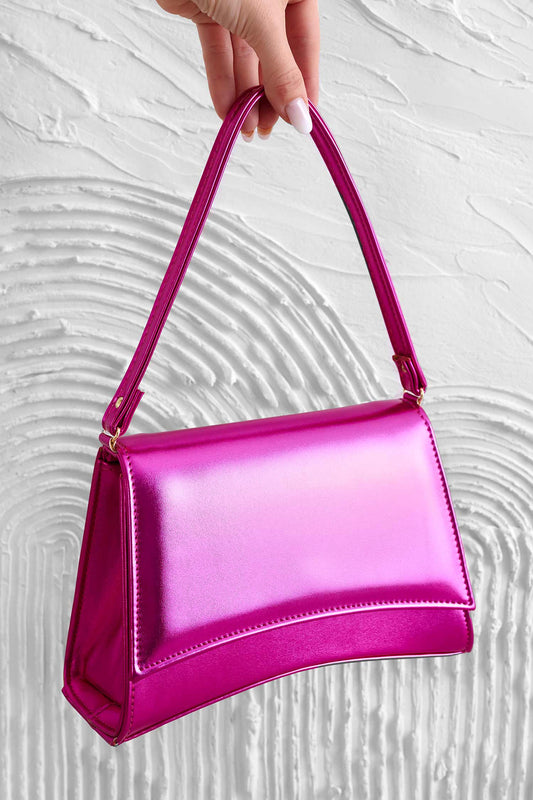 Sac bandoulière B225 fuchsia métallisé