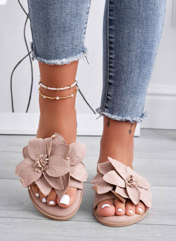 MELODY - Sandales chaussons mud avec fleur appliquée