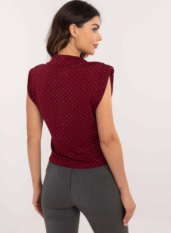 Top sans manches bordeaux avec paillettes