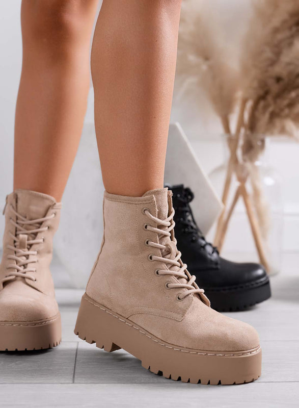 TESSA - Bottines boue en daim style militaire Alexoo